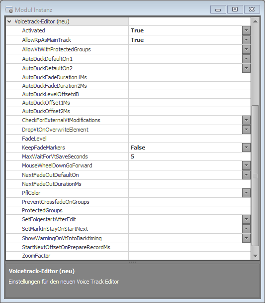 VoiceTrackingEinstellungen