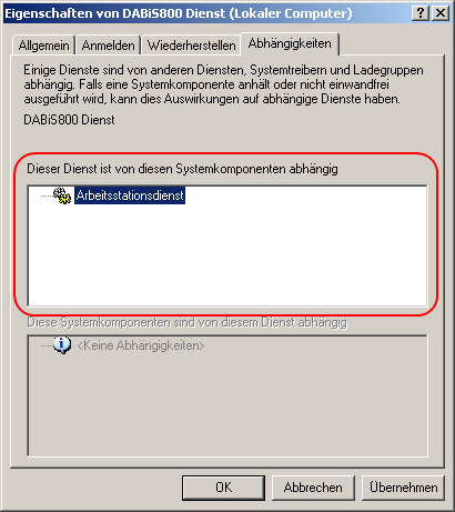 Diensteigenschaften Abhaengigkeiten