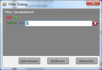 Sendeelement-Filter für "R-Flag <> S"